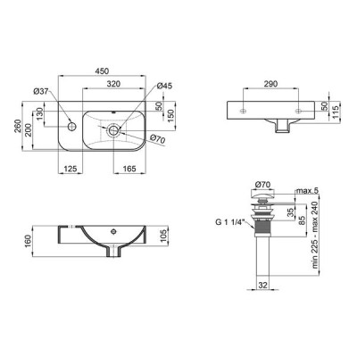 Раковина Qtap Tern 450х260х155 White з донним клапаном QT17115117LW Раковина Qtap Tern 450х260х155 White з донним клапаном QT17115117LW