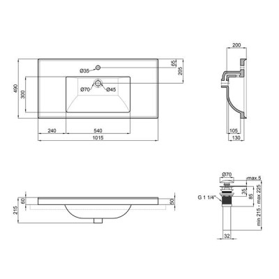 Раковина Qtap Albatross 5C 1000х480х210 White с донным клапаном QT01115100CW Раковина Qtap Albatross 5C 1000х480х210 White с донным клапаном QT01115100CW