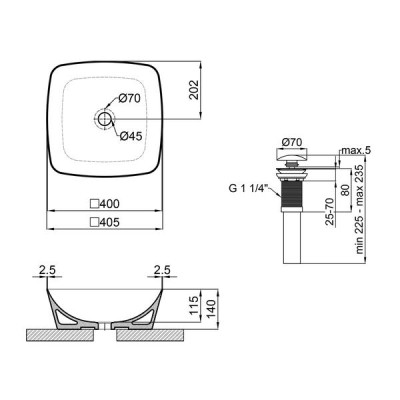 Раковина-чаша Qtap Kolibri 400х400х140 White з донним клапаном QT10117040TW Раковина-чаша Qtap Kolibri 400х400х140 White з донним клапаном QT10117040TW
