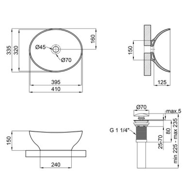 Раковина-чаша Qtap Dove 410х335х145 Matt black с донным клапаном QT063078MBMB Раковина-чаша Qtap Dove 410х335х145 Matt black с донным клапаном QT063078MBMB