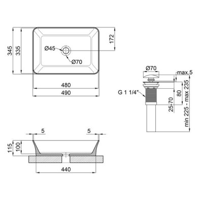 Раковина-чаша Qtap Virgo 490х350х110 White з донним клапаном QT18112261W Раковина-чаша Qtap Virgo 490х350х110 White з донним клапаном QT18112261W