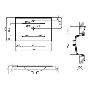 Раковина Qtap Albatross New 710x465x180 White без донного клапана QT0111750670W1 Раковина Qtap Albatross New 710x465x180 White без донного клапана QT0111750670W1