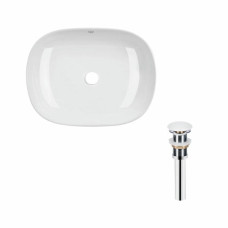 Комплект Qtap Aquarius: Раковина накладная прямоугольная 465x375x115 мм White + Донный клапан PU02