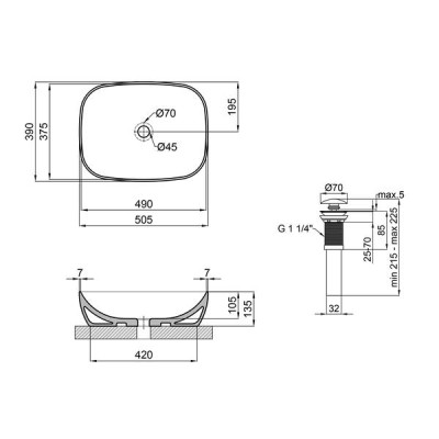Раковина-чаша Qtap Cardinal 500х380х140 White з донним клапаном QT04117050TW Раковина-чаша Qtap Cardinal 500х380х140 White з донним клапаном QT04117050TW