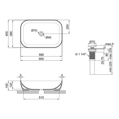 Раковина-чаша Qtap Robin 610x400x145 White з донним клапаном QT13112143PW Раковина-чаша Qtap Robin 610x400x145 White з донним клапаном QT13112143PW
