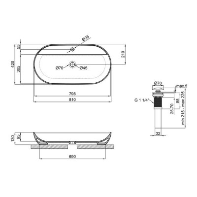 Раковина-чаша Qtap Scorpio 815х410х135 White з донним клапаном QT142203PW Раковина-чаша Qtap Scorpio 815х410х135 White з донним клапаном QT142203PW