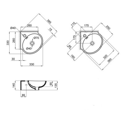 Раковина Qtap Leo 390x365x130 White QT11115010WN Раковина Qtap Leo 390x365x130 White QT11115010WN