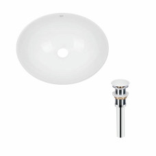 Комплект Qtap Dove: Раковина накладная овальная 410x335x145 мм White + Донный клапан PU02