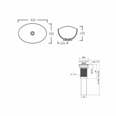 Комплект Qtap Dove: Раковина накладна овальна 410x335x145 мм White + Донний клапан PU02 Комплект Qtap Dove: Раковина накладна овальна 410x335x145 мм White + Донний клапан PU02