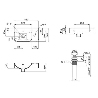 Раковина Qtap Tern 450х260х155 White з донним клапаном QT17115117RW Раковина Qtap Tern 450х260х155 White з донним клапаном QT17115117RW