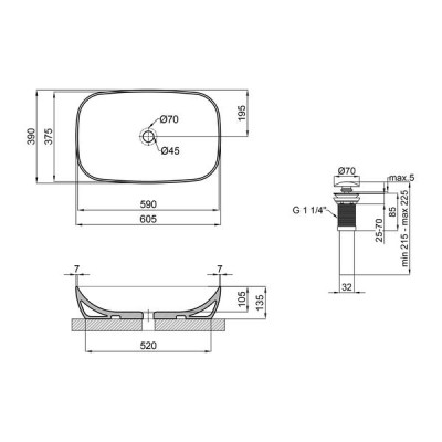 Раковина-чаша Qtap Cardinal 600х380х140 White с донным клапаном QT04117060TW Раковина-чаша Qtap Cardinal 600х380х140 White с донным клапаном QT04117060TW