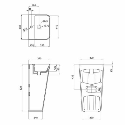 Раковина для підлоги моноблок Qtap Tern 440х380х830mm White QT1711G302WN Раковина для підлоги моноблок Qtap Tern 440х380х830mm White QT1711G302WN