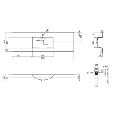Раковина Qtap Albatross E 1500х460х180 White с донным клапаном QT01119150EW Раковина Qtap Albatross E 1500х460х180 White с донным клапаном QT01119150EW