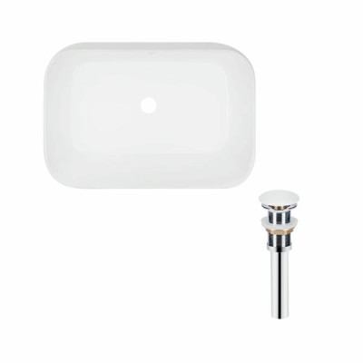Комплект Qtap Scorpio: Раковина накладная прямоугольная 550х390х120 мм Matt Black + Донный клапан PU03