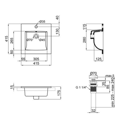 Раковина Qtap Stork 420x420x170 White з донним клапаном QT15116037W Раковина Qtap Stork 420x420x170 White з донним клапаном QT15116037W
