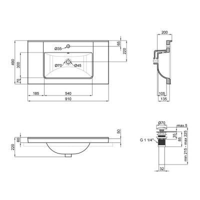 Раковина Qtap Albatross Q 900х480х230 White з донним клапаном QT01115090QW Раковина Qtap Albatross Q 900х480х230 White з донним клапаном QT01115090QW