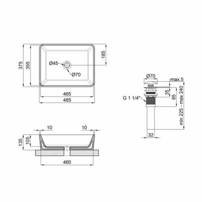 Комплект Qtap Tern: Раковина накладна прамокутна 475х370х140 мм Matt Black + Донний клапан PU03 Комплект Qtap Tern: Раковина накладна прамокутна 475х370х140 мм Matt Black + Донний клапан PU03