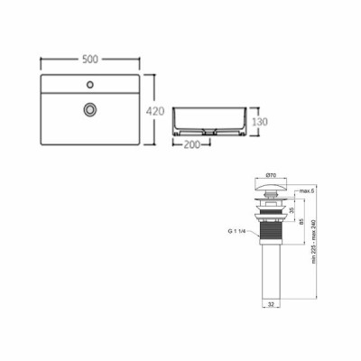 Комплект Qtap Nando LT: Раковина подвесная прямоугольная 500х420х120 мм White + Донный клапан PU02O Комплект Qtap Nando LT: Раковина подвесная прямоугольная 500х420х120 мм White + Донный клапан PU02O