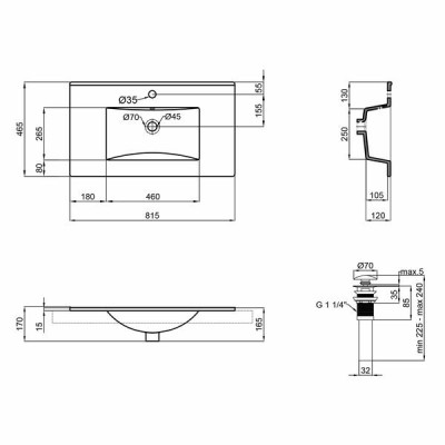 Раковина Qtap Albatross New 810x470x180 White з донним клапаном QT0111750680W Раковина Qtap Albatross New 810x470x180 White з донним клапаном QT0111750680W