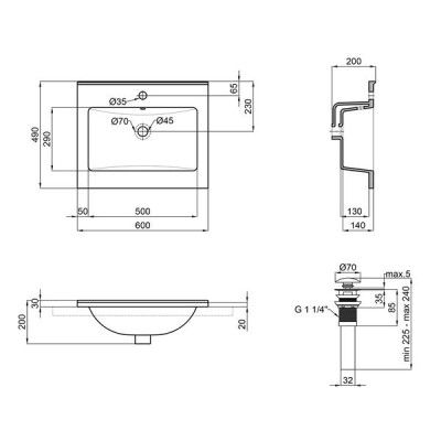 Раковина Qtap Albatross E49 600х490х200 White з донним клапаном QT01119060E49W Раковина Qtap Albatross E49 600х490х200 White з донним клапаном QT01119060E49W