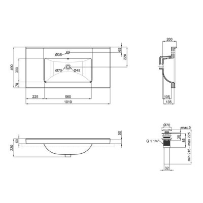 Раковина Qtap Albatross Q 1000х480х230 White з донним клапаном QT01115100QW Раковина Qtap Albatross Q 1000х480х230 White з донним клапаном QT01115100QW