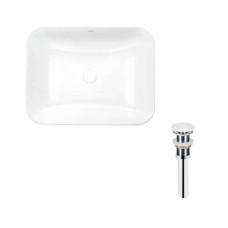 Комплект Qtap Scorpio: Раковина врезная прямоугольная 500х380х145 мм White + Донный клапан PU02