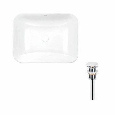 Комплект Qtap Scorpio: Раковина врезная прямоугольная 500х380х145 мм White + Донный клапан PU02