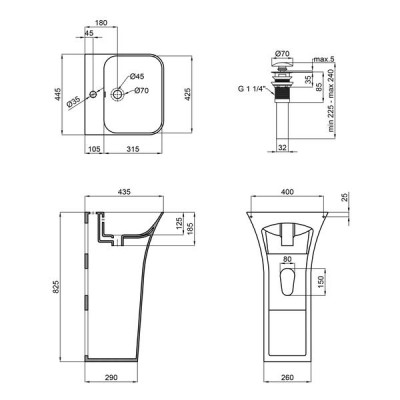 Раковина для підлоги моноблок Qtap Crow 450x435x835 White з донним клапаном QT0511G315W Раковина для підлоги моноблок Qtap Crow 450x435x835 White з донним клапаном QT0511G315W