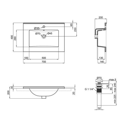 Раковина Qtap Albatross E49 700х490х200 White з донним клапаном QT01119070E49W Раковина Qtap Albatross E49 700х490х200 White з донним клапаном QT01119070E49W