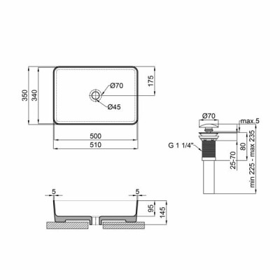Комплект Qtap Tern: Раковина накладна прамокутна 500х350х145 мм Matt Black + Донний клапан PU03 Комплект Qtap Tern: Раковина накладна прамокутна 500х350х145 мм Matt Black + Донний клапан PU03