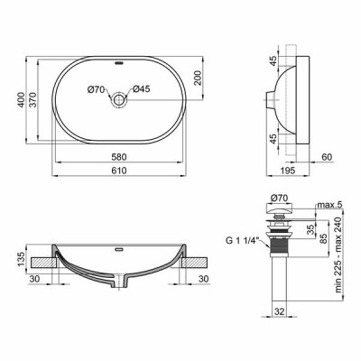 Раковина Qtap Leo 590x400x170 White з донним клапаном QT11114028W Раковина Qtap Leo 590x400x170 White з донним клапаном QT11114028W