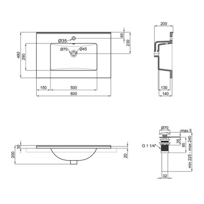Раковина Qtap Albatross E49 800х490х200 White з донним клапаном QT01119080E49W Раковина Qtap Albatross E49 800х490х200 White з донним клапаном QT01119080E49W