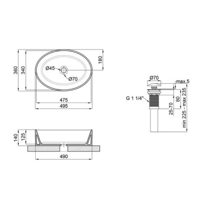 Раковина-чаша Qtap Kolibri 500x360x140 White з донним клапаном QT10113054W Раковина-чаша Qtap Kolibri 500x360x140 White з донним клапаном QT10113054W