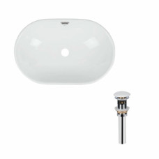 Комплект Qtap Leo: Раковина врізна овальна 590x400x170 мм White + Донний клапан PU02O