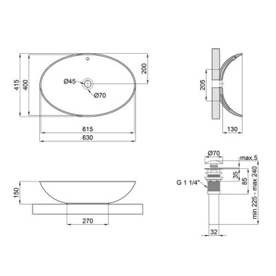 Раковина-чаша Qtap Dove 625х415х150 White з донним клапаном QT06113077W Раковина-чаша Qtap Dove 625х415х150 White з донним клапаном QT06113077W