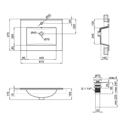 Раковина Qtap Albatross E 600х460х180 White з донним клапаном QT01119060EW