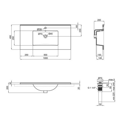 Раковина Qtap Albatross E49 1000х490х200 White з донним клапаном QT01119100E49W Раковина Qtap Albatross E49 1000х490х200 White з донним клапаном QT01119100E49W