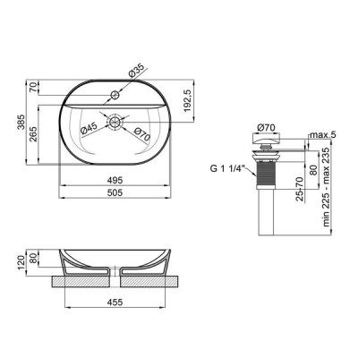 Раковина-чаша Qtap Scorpio 505x385x120 White з донним клапаном QT14112202W Раковина-чаша Qtap Scorpio 505x385x120 White з донним клапаном QT14112202W