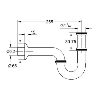 Сифон для раковини трубний Grohe 28947000 хром Сифон для раковини трубний Grohe 28947000 хром