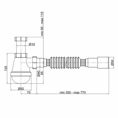 Сифон для раковини Lidz (WHI) 60 08 E003 00 (вихід 50 мм) без випуска Сифон для раковини Lidz (WHI) 60 08 E003 00 (вихід 50 мм) без випуска