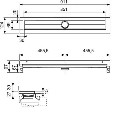 Душовий канал TECE Drainline 600901 900 мм
