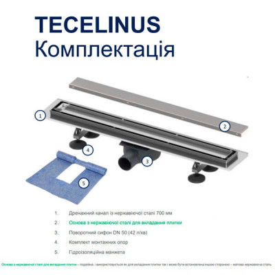 Душовий канал TECE Linus 15103099 900 мм Душовий канал TECE Linus 15103099 900 мм