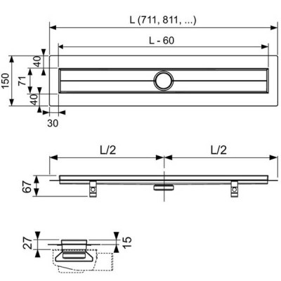 Корпус душового каналу TECE Drainline 601000 1000 мм Корпус душового каналу TECE Drainline 601000 1000 мм