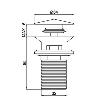 Донний клапан для раковини Devit 21031100 click/clack хром Донний клапан для раковини Devit 21031100 click/clack хром