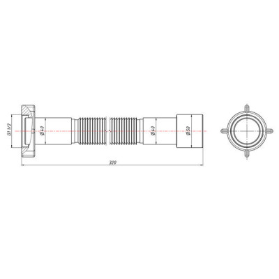 Гибкая труба Lidz (WHI) 60 01 G002 00 с накидной гайкой 1 1/2" длина 600 мм