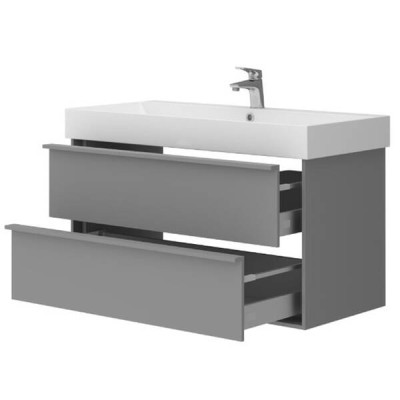 Тумба з раковиною та сифоном Devit QUADRA 083100G, 100 см, сіра матова Тумба з раковиною та сифоном Devit QUADRA 083100G, 100 см, сіра матова