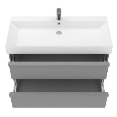 Тумба з раковиною та сифоном Devit QUADRA 083100G, 100 см, сіра матова Тумба з раковиною та сифоном Devit QUADRA 083100G, 100 см, сіра матова
