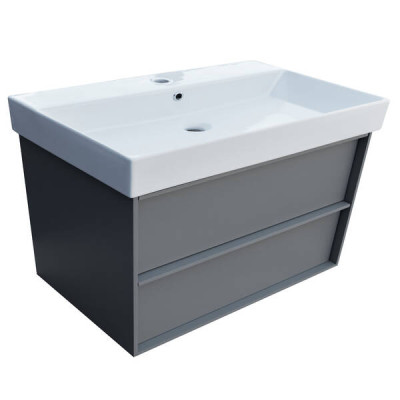 Тумба з раковиною та сифоном Devit QUADRA 083100G, 100 см, сіра матова Тумба з раковиною та сифоном Devit QUADRA 083100G, 100 см, сіра матова