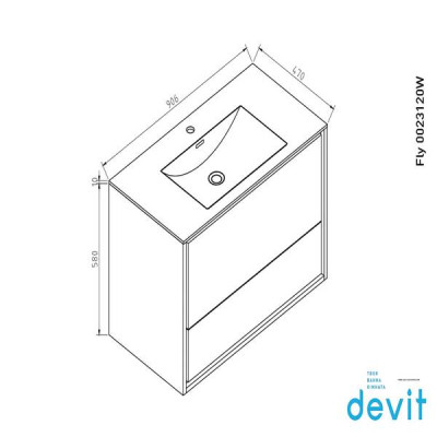 Тумба з раковиною Devit Fly 0023120W підвісна 90 см білий Тумба з раковиною Devit Fly 0023120W підвісна 90 см білий