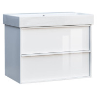 Тумба з раковиною Devit Quadra 083085W, 85 см, біла глянцева